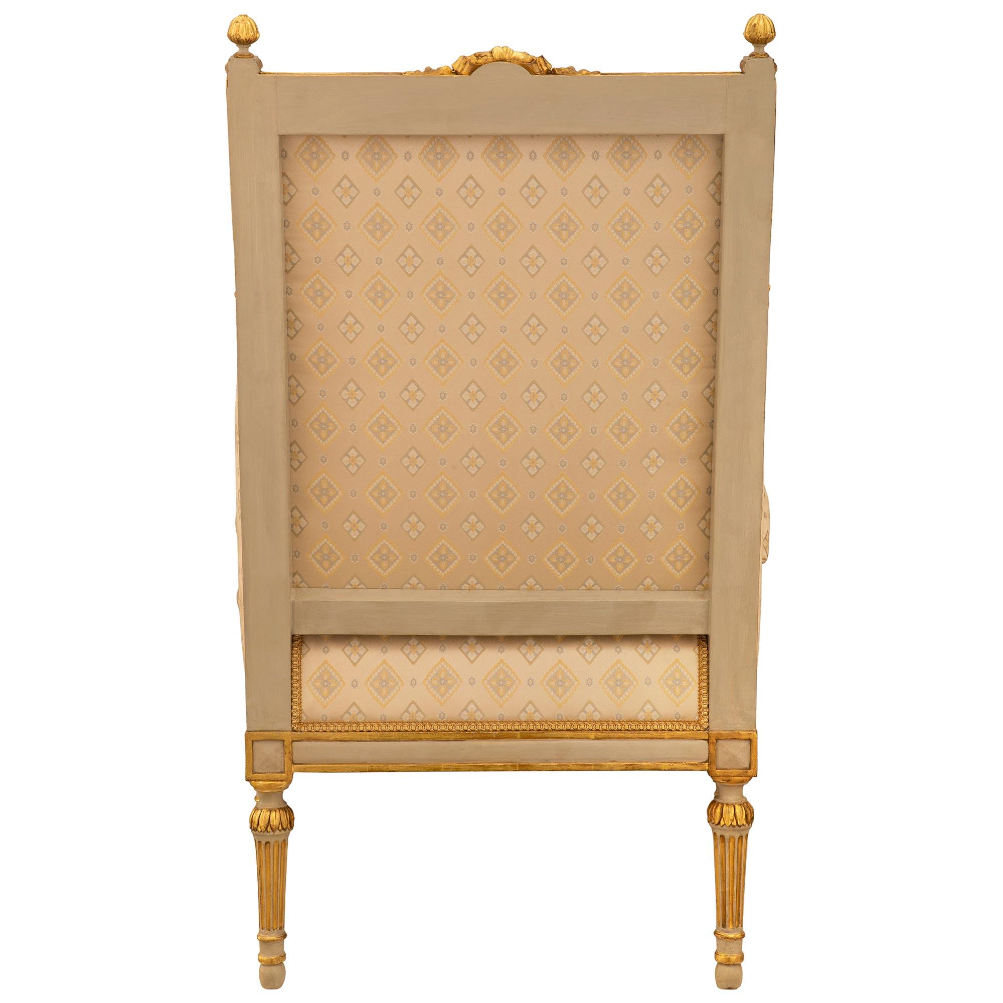 Pair Of French 19th Century Napoleon III Period Patinated And Giltwood Armchairs For Sale 5