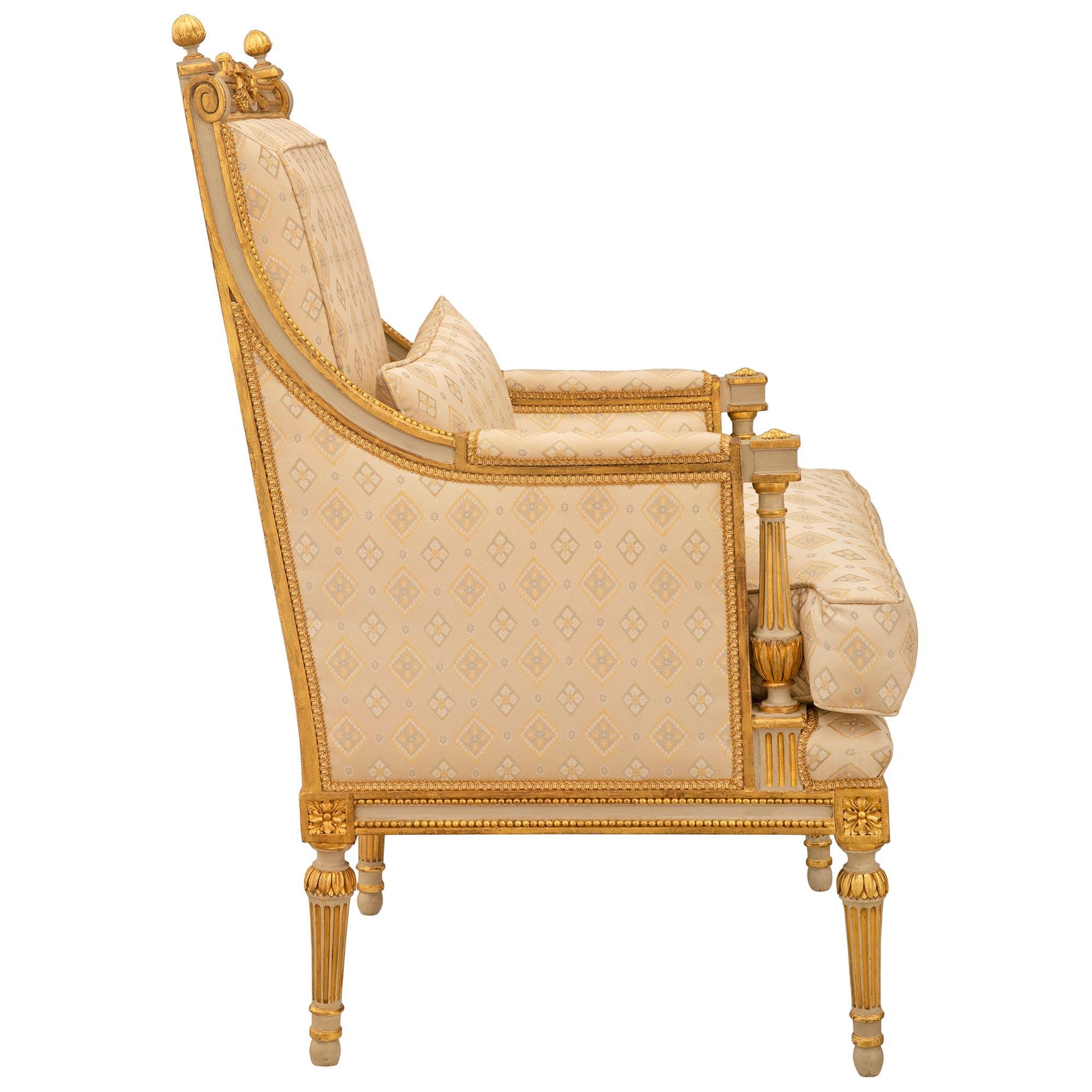 Pair Of French 19th Century Napoleon III Period Patinated And Giltwood Armchairs In Good Condition For Sale In West Palm Beach, FL