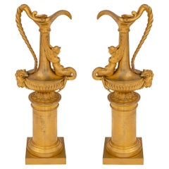 Pair of French 19th Century Neo-Classical Ormolu Ewers