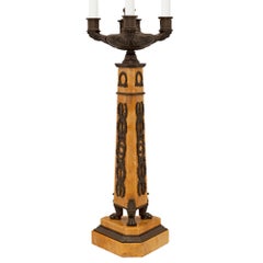 Pair of French 19th Century Neo-Classical St. Bronze and Marble Candelabras