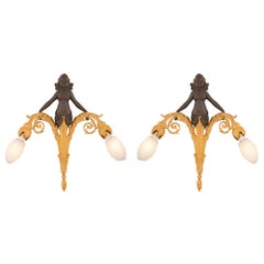 Pair of French 19th Century Neo-Classical St. Bronze and Ormolu Sconces