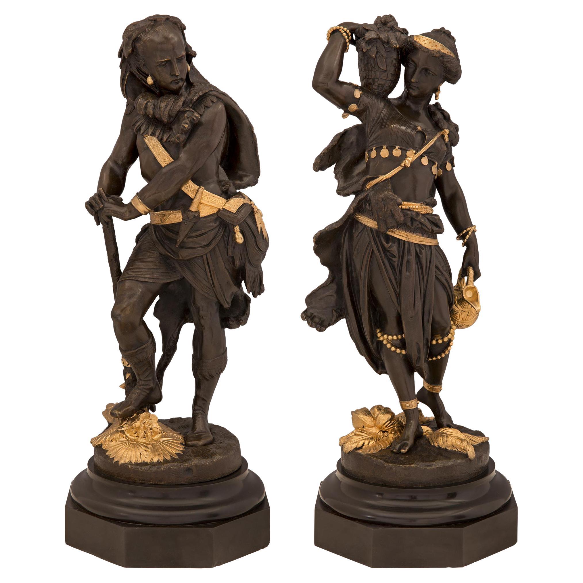 Pair of French 19th Century Neo-Classical St. Bronze and Ormolu Statues
