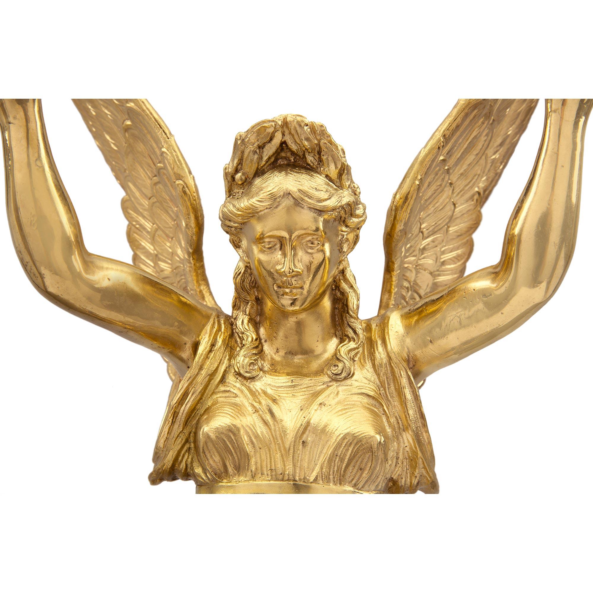 Patinated Pair of French 19th Century Neo-Classical St. Bronze and Ormolu Wall Decor For Sale