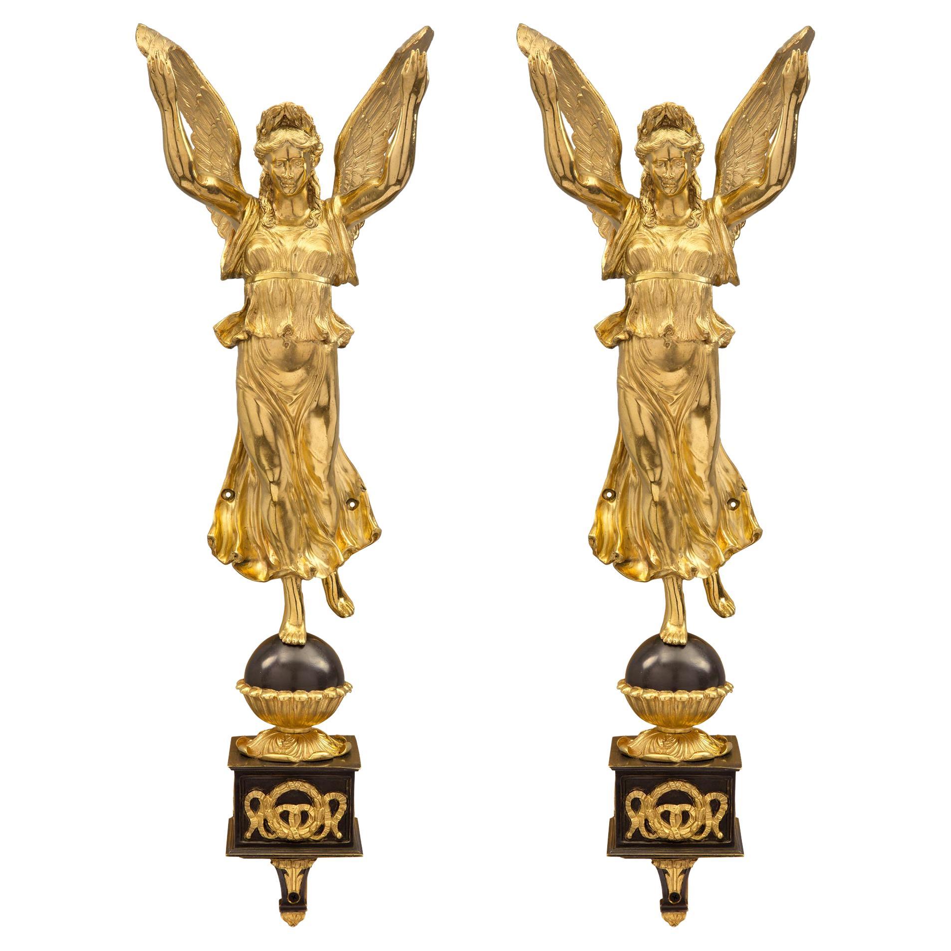 Pair of French 19th Century Neo-Classical St. Bronze and Ormolu Wall Decor For Sale
