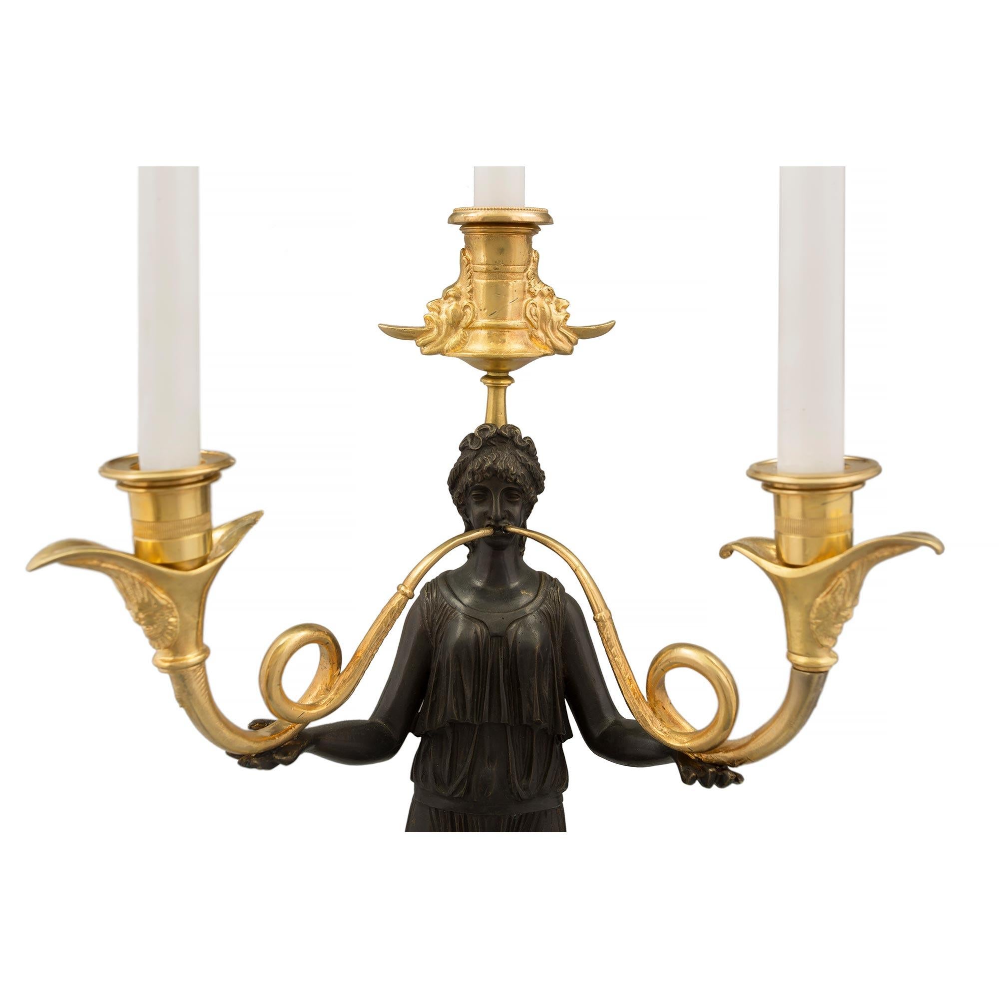 Bronze Pair of French 19th Century Neo-Classical St. Candelabras For Sale