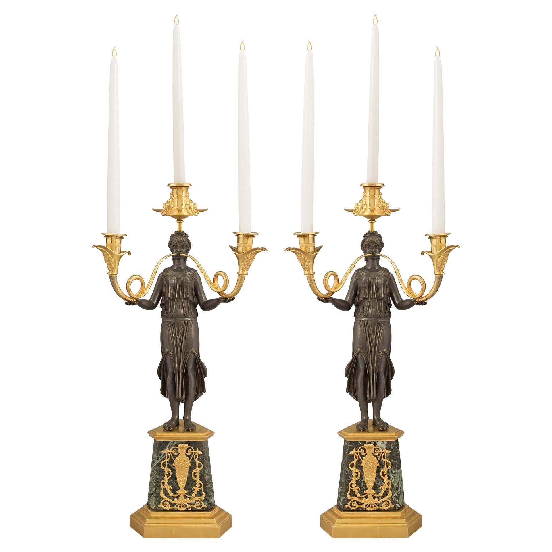 Pair of French 19th Century Neo-Classical St. Candelabras