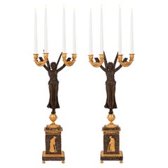 Antique Pair of French 19th Century Neo-Classical St. Candelabras