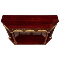 Pair of French 19th Century Neo-Classical St. Mahogany and Ormolu Consoles