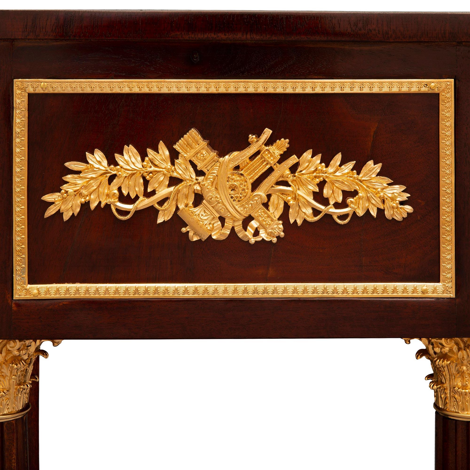 Mirror Pair of French 19th Century Neo-Classical St. Mahogany and Ormolu Consoles For Sale