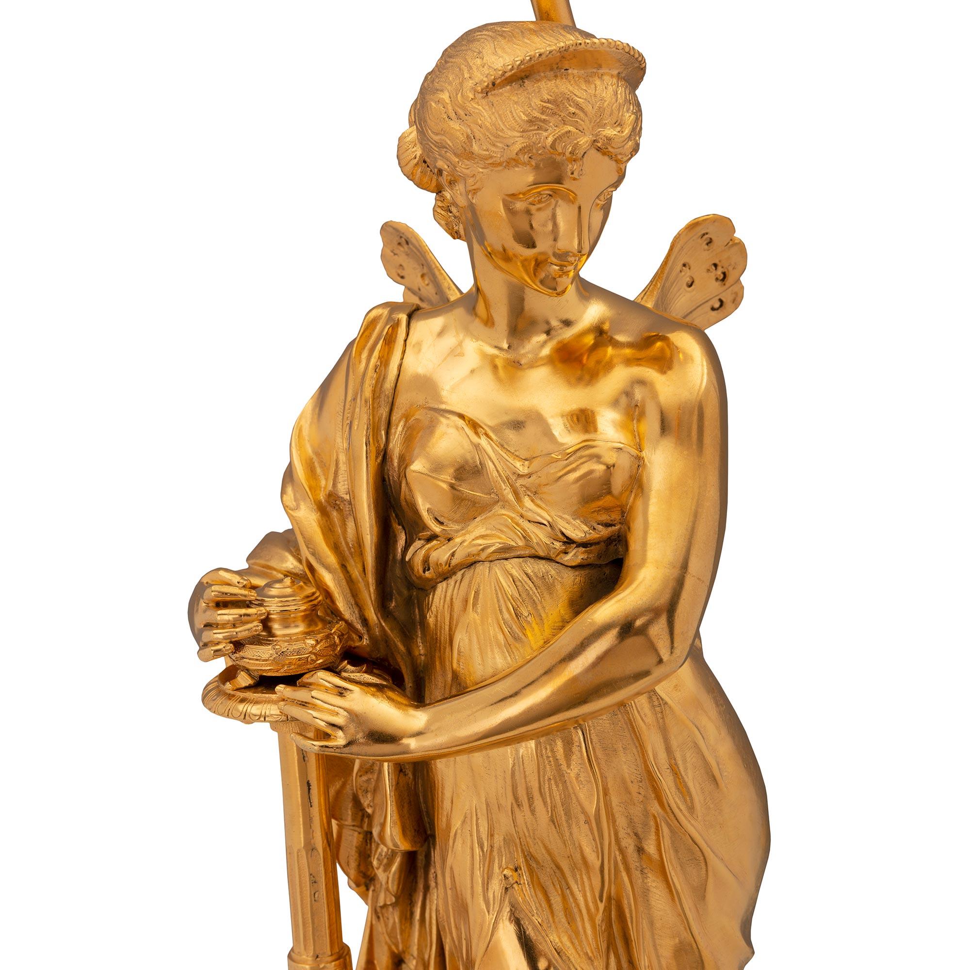 Pair of French 19th Century Neo-Classical St. Ormolu and Rouge Griotte Marble La For Sale 1