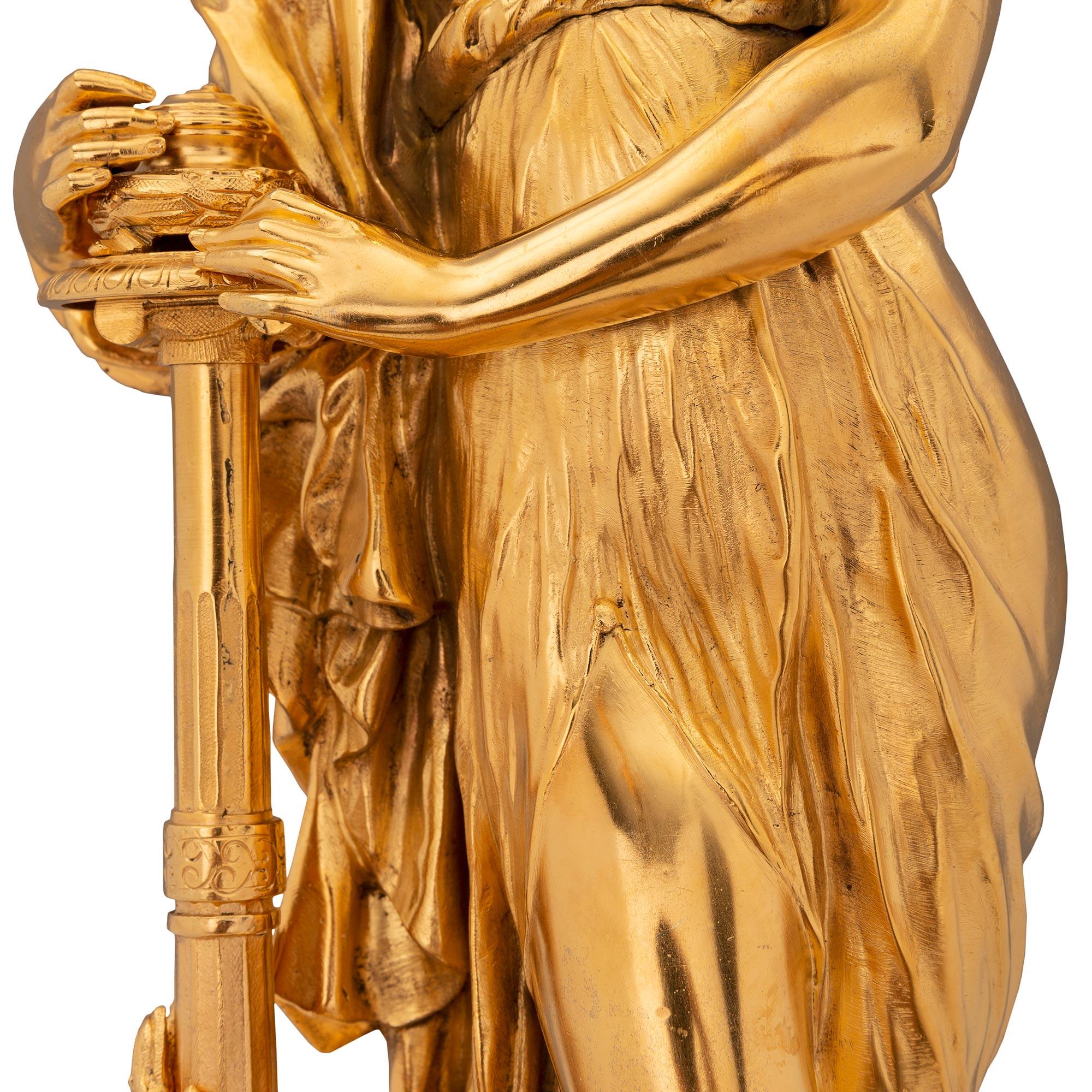 Pair of French 19th Century Neo-Classical St. Ormolu and Rouge Griotte Marble La For Sale 2