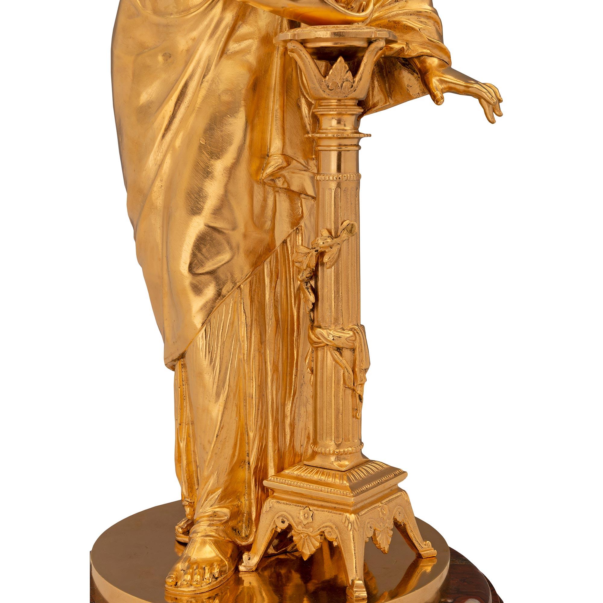 Pair of French 19th Century Neo-Classical St. Ormolu and Rouge Griotte Marble La For Sale 3