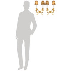 Paar französische neoklassizistische Goldbronze-Wandleuchter aus dem 19. Jahrhundert