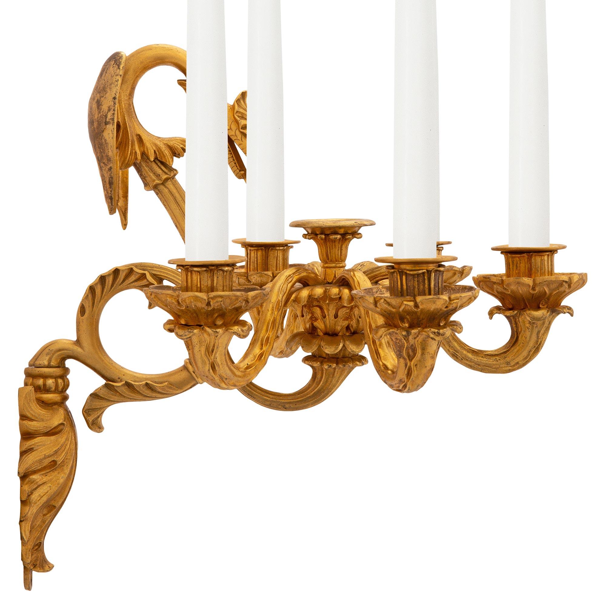 Neoclassical Pair of French 19th Century Neo-Classical St. Ormolu Sconces For Sale