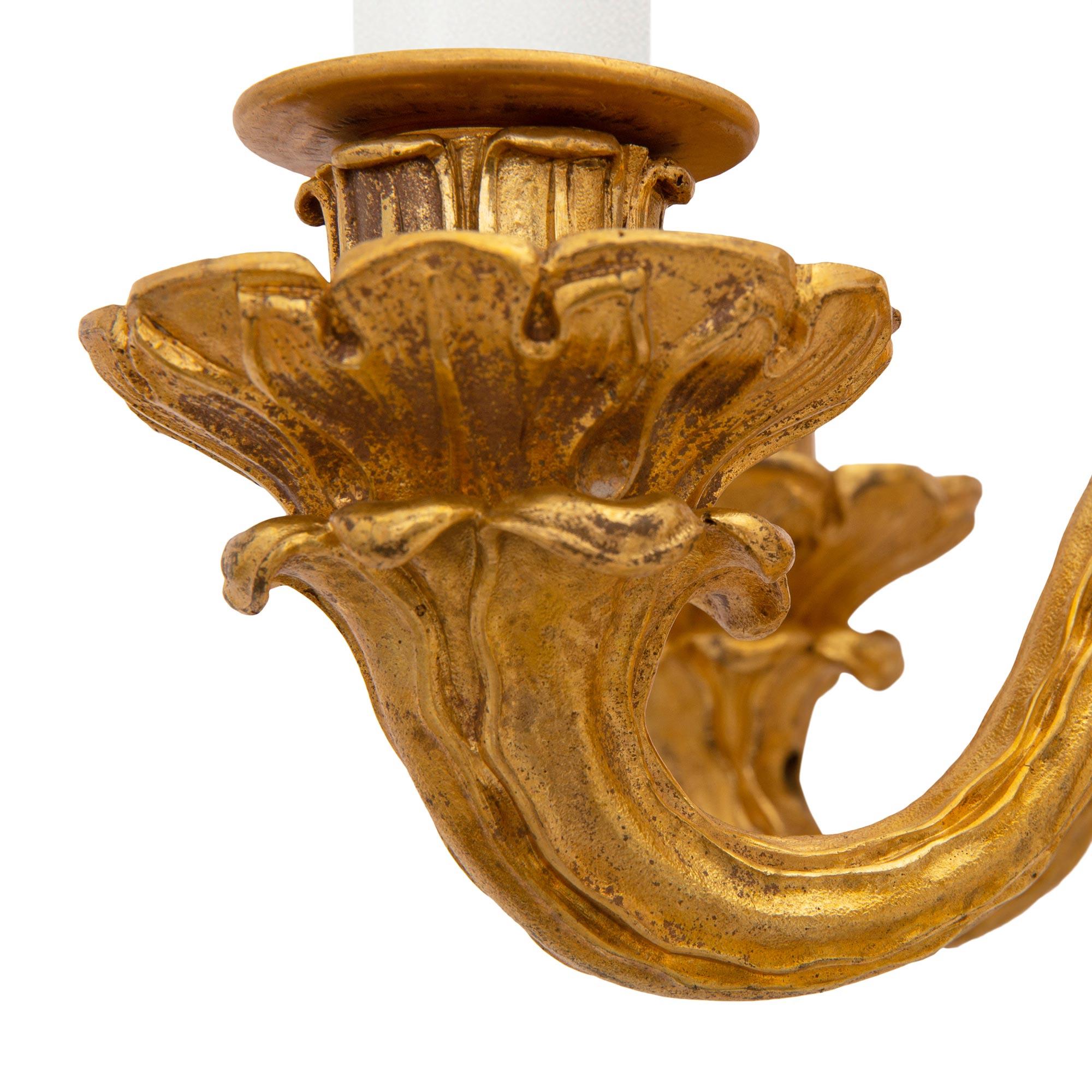 Pair of French 19th Century Neo-Classical St. Ormolu Sconces For Sale 1