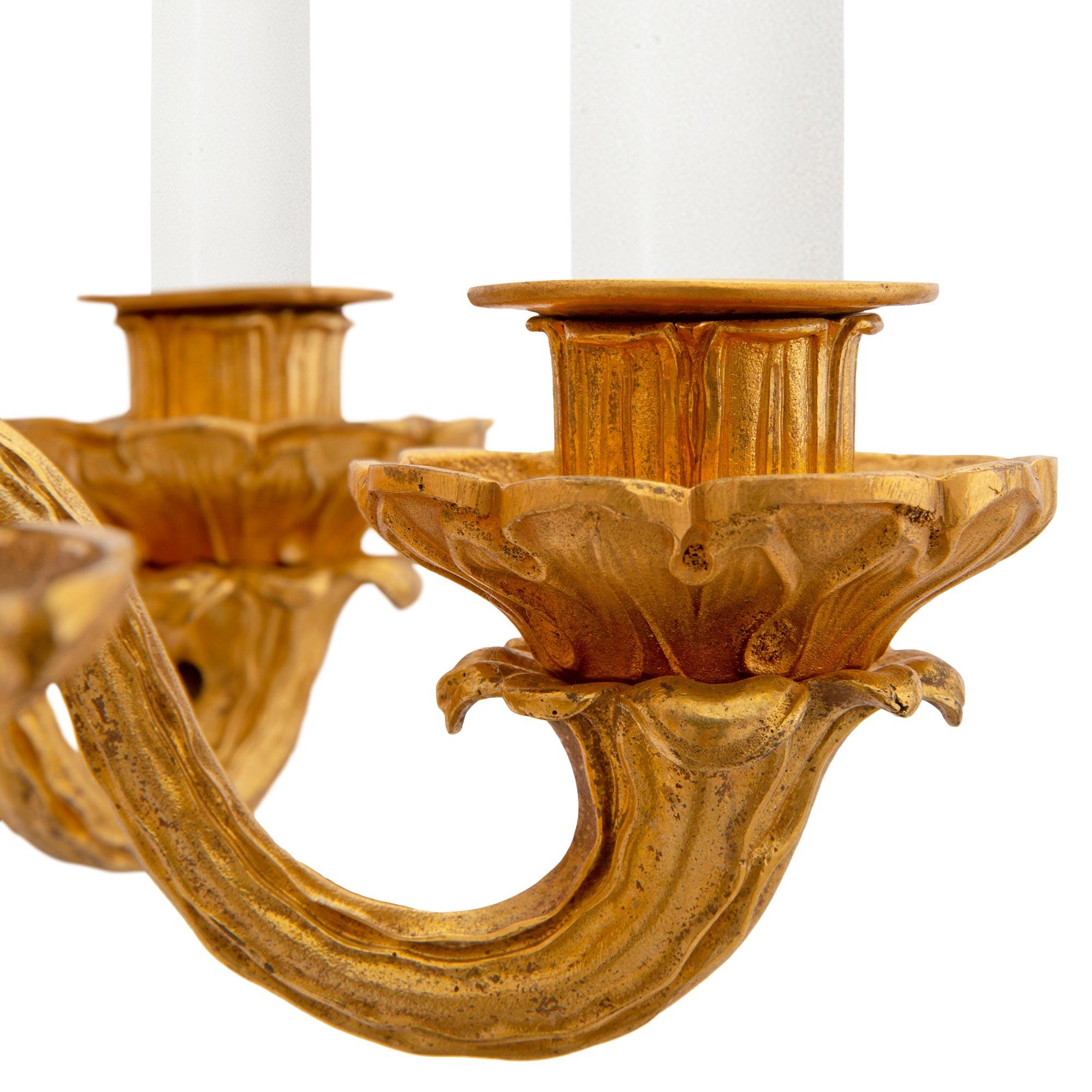 Pair of French 19th Century Neo-Classical St. Ormolu Sconces For Sale 2