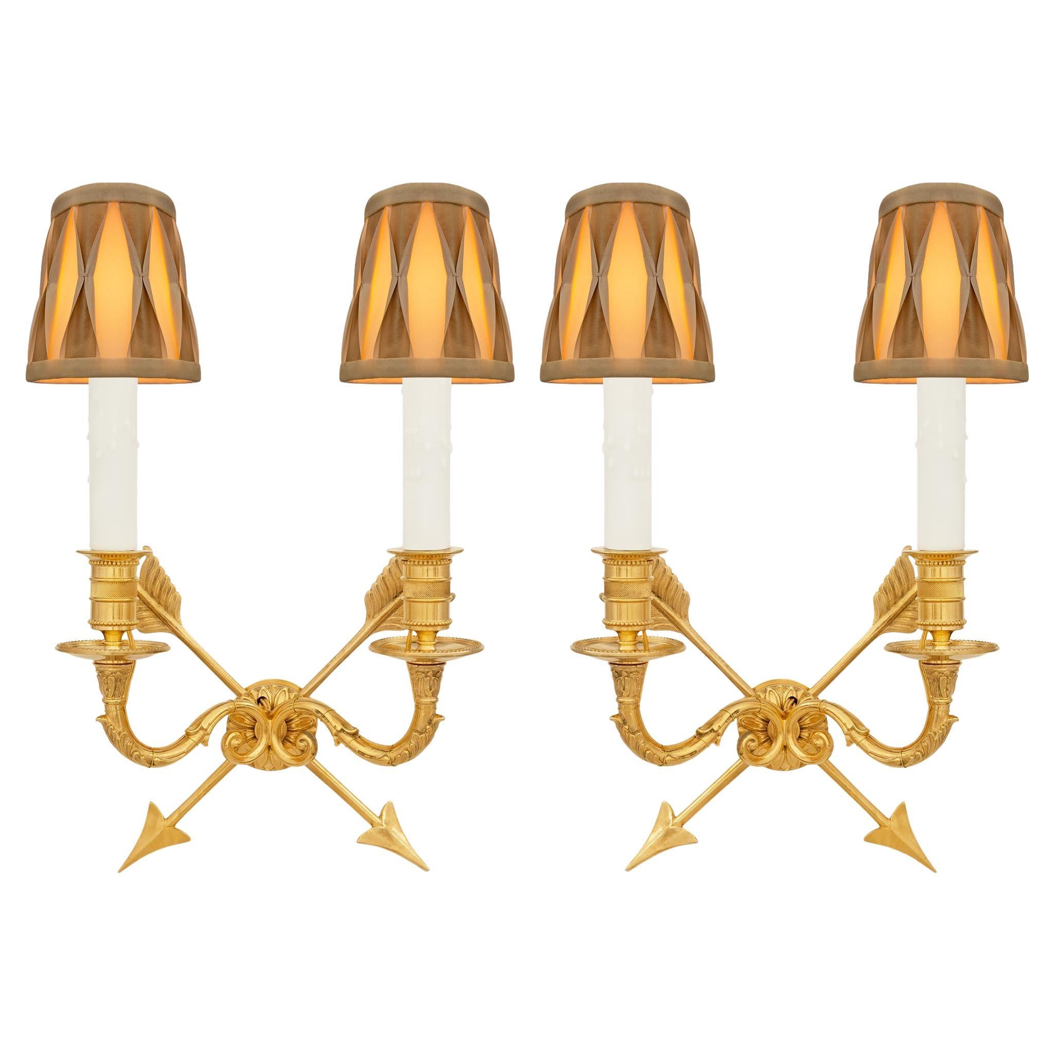 pair of French 19th century Neo-Classical st. Ormolu sconces For Sale