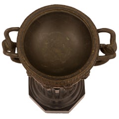 Pair of French 19th Century Neo-Classical St. Patinated Bronze and Marble Tazzas