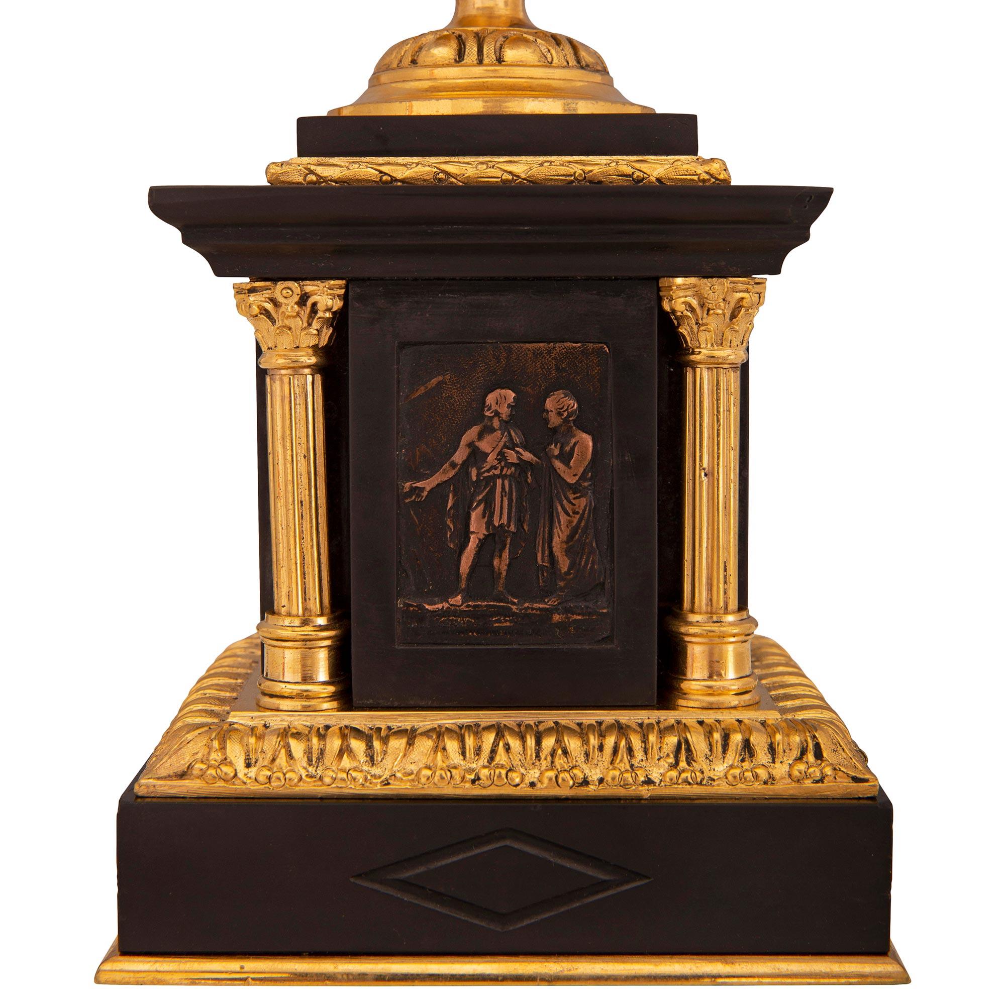 Pair of French 19th Century Neo-Classical St. Patinated Bronze and Ormolu Urns For Sale 5