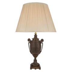 Pair of French 19th Century Neo-Classical St. Patinated Bronze Lamps