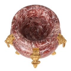 Pair Of French 19th Century Neo-Classical St. Rose Marble And Ormolu Urns