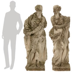 pair of French 19th century Neo-Classical st. Stone statues