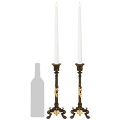 pair of French 19th century Neo-Greek st. Bronze and Ormolu candlesticks