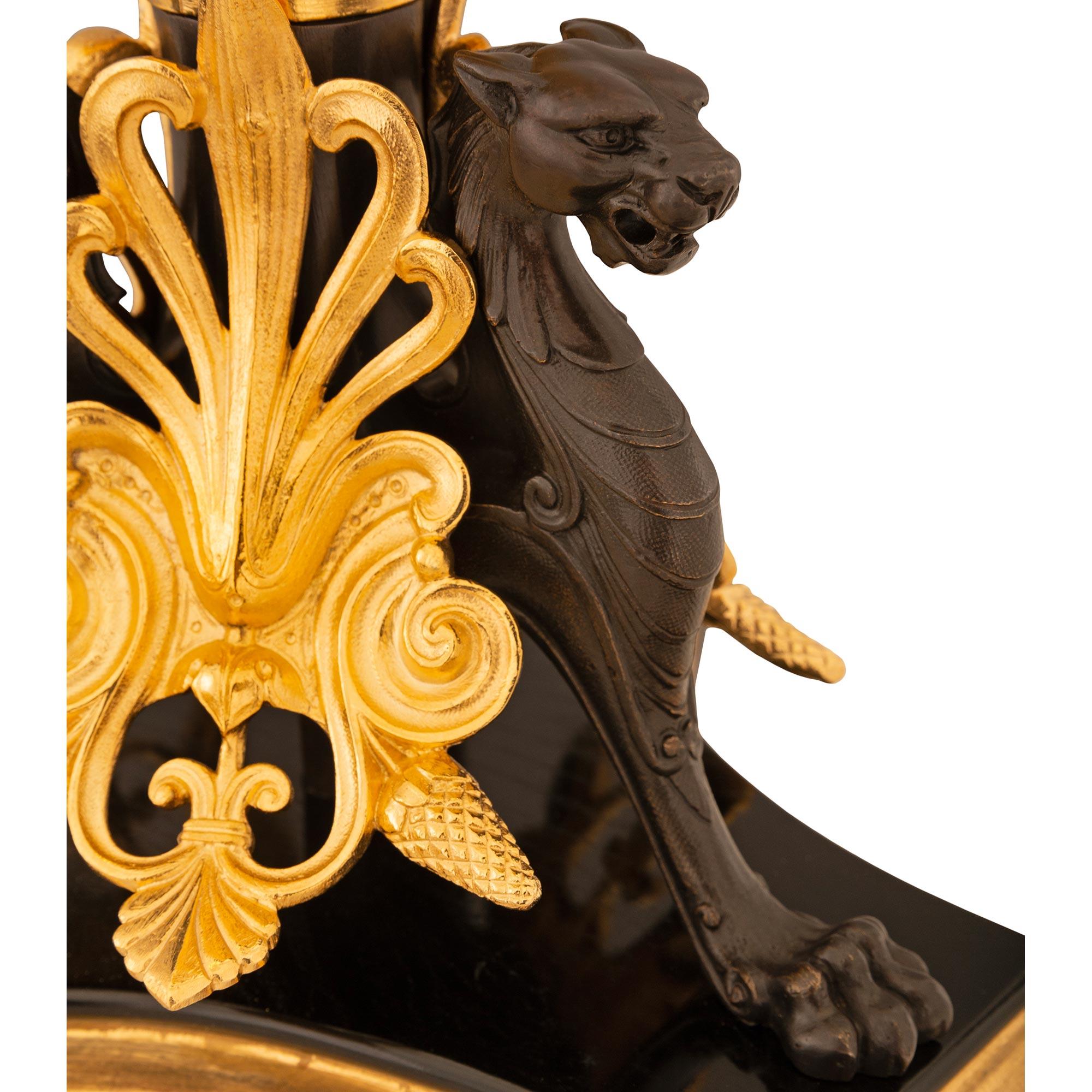 pair of French 19th century Neo-Greek st. Giltwood, Bronze and Ormolu lamps For Sale 2