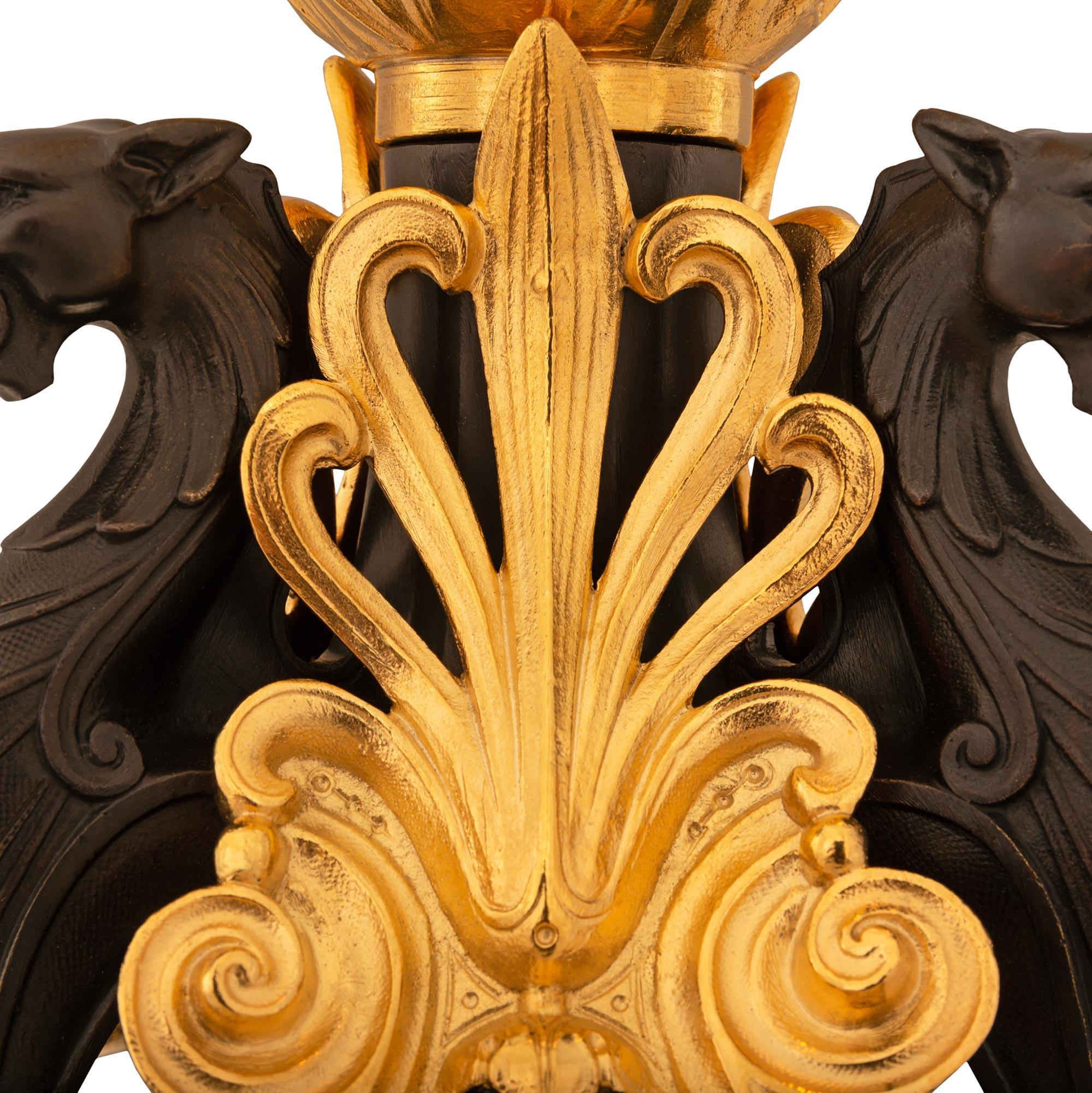 pair of French 19th century Neo-Greek st. Giltwood, Bronze and Ormolu lamps For Sale 3