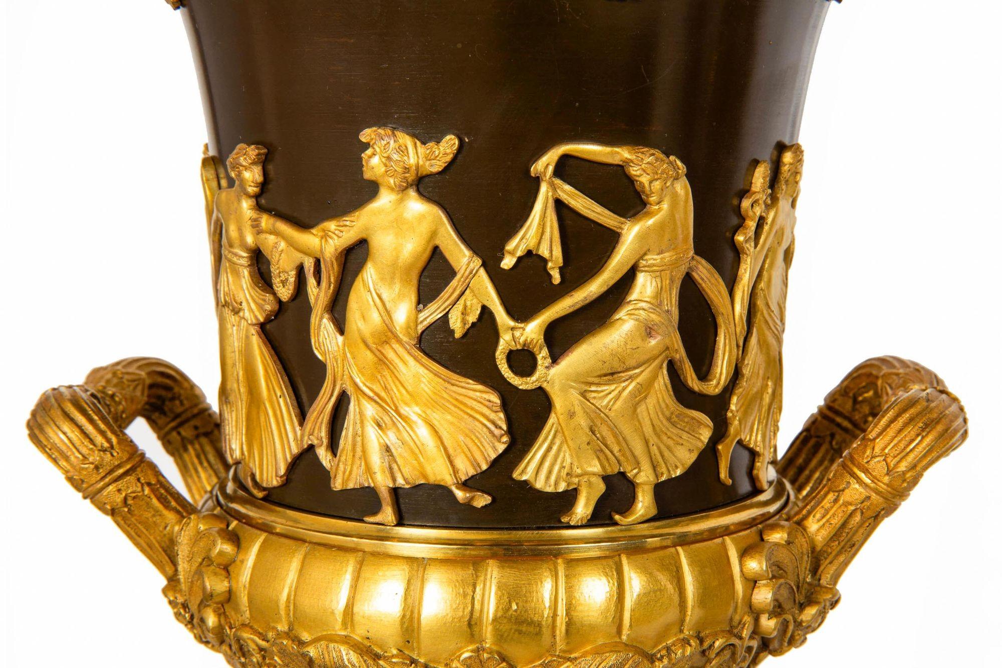 Paar französische neoklassizistische Lampen aus Bronze und rotem Marmor aus dem 19. Jahrhundert im Angebot 2