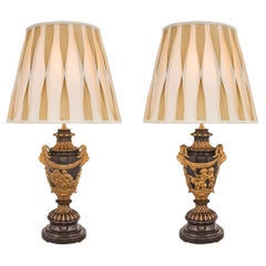 Antique Pair of French 19th Century Neoclassical Lamps in the Manner of Clodion
