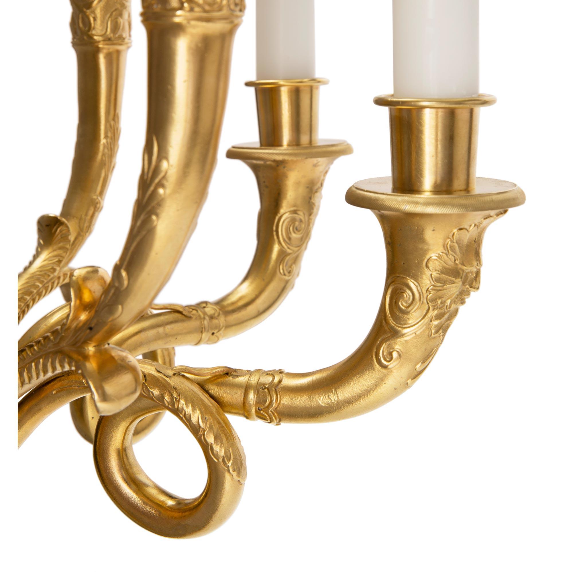 Pair of French 19th Century Neoclassical St. Bronze and Ormolu Sconces For Sale 1