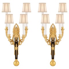 Pair of French 19th Century Neoclassical St. Bronze and Ormolu Sconces