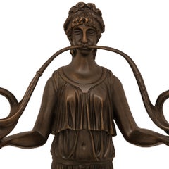 Pair Of French 19th Century Neoclassical St. Bronze, Ormolu & Marble Candelabras