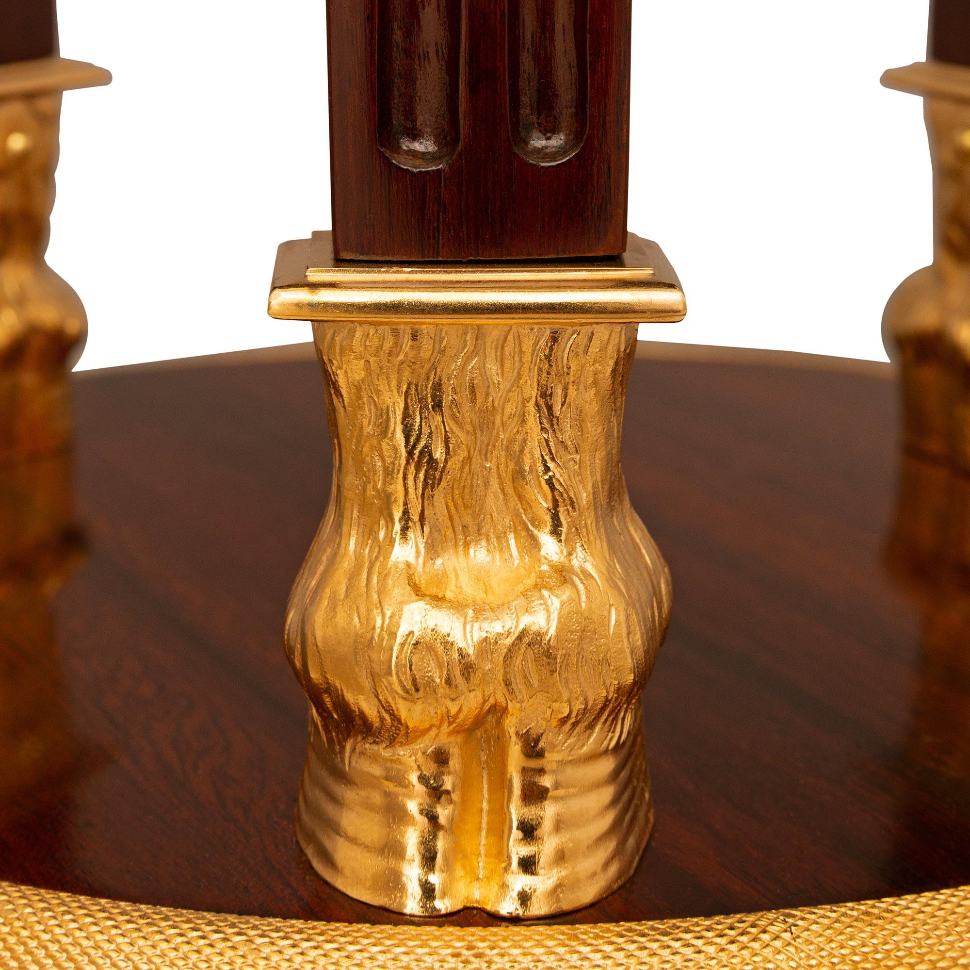 Pair Of French 19th Century NeoClassical St. Mahogany, Ormolu & Marble Pedestals For Sale 6