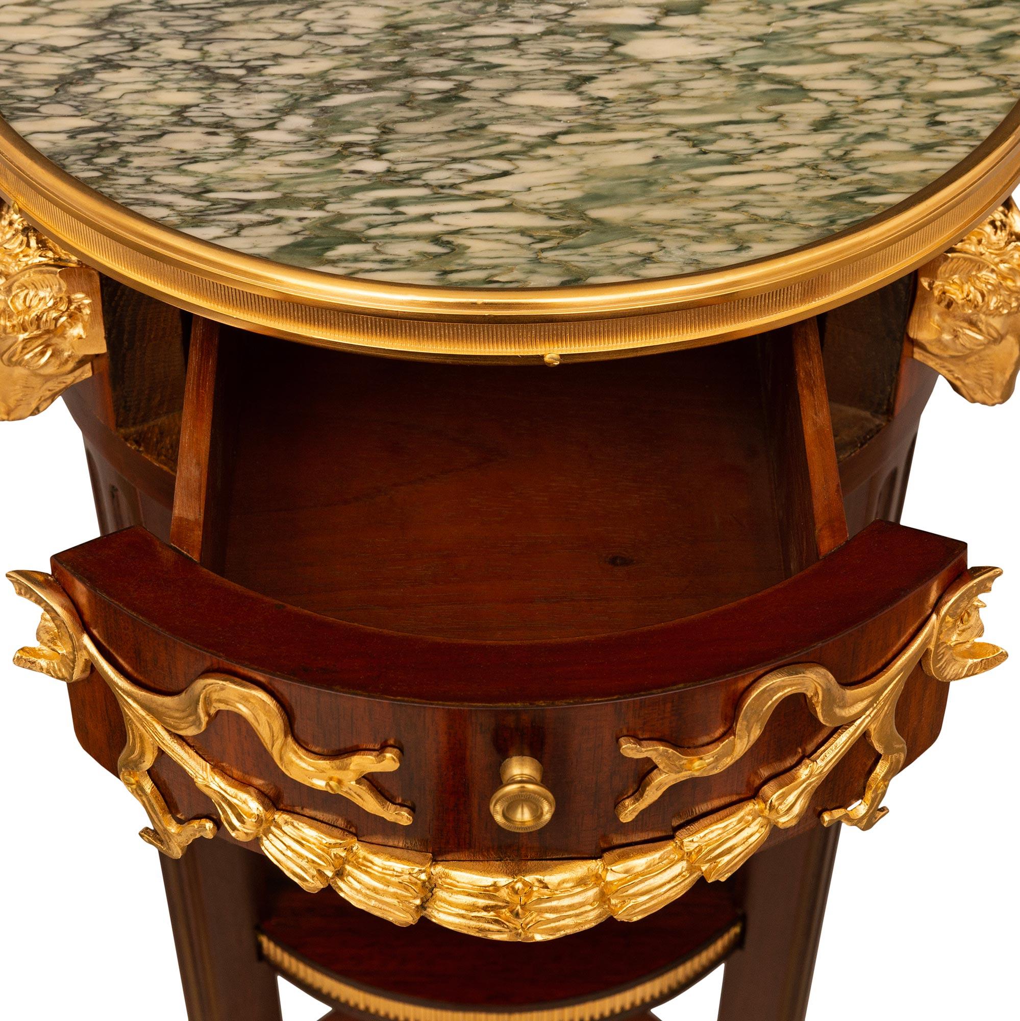 Pair Of French 19th Century NeoClassical St. Mahogany, Ormolu & Marble Pedestals For Sale 2