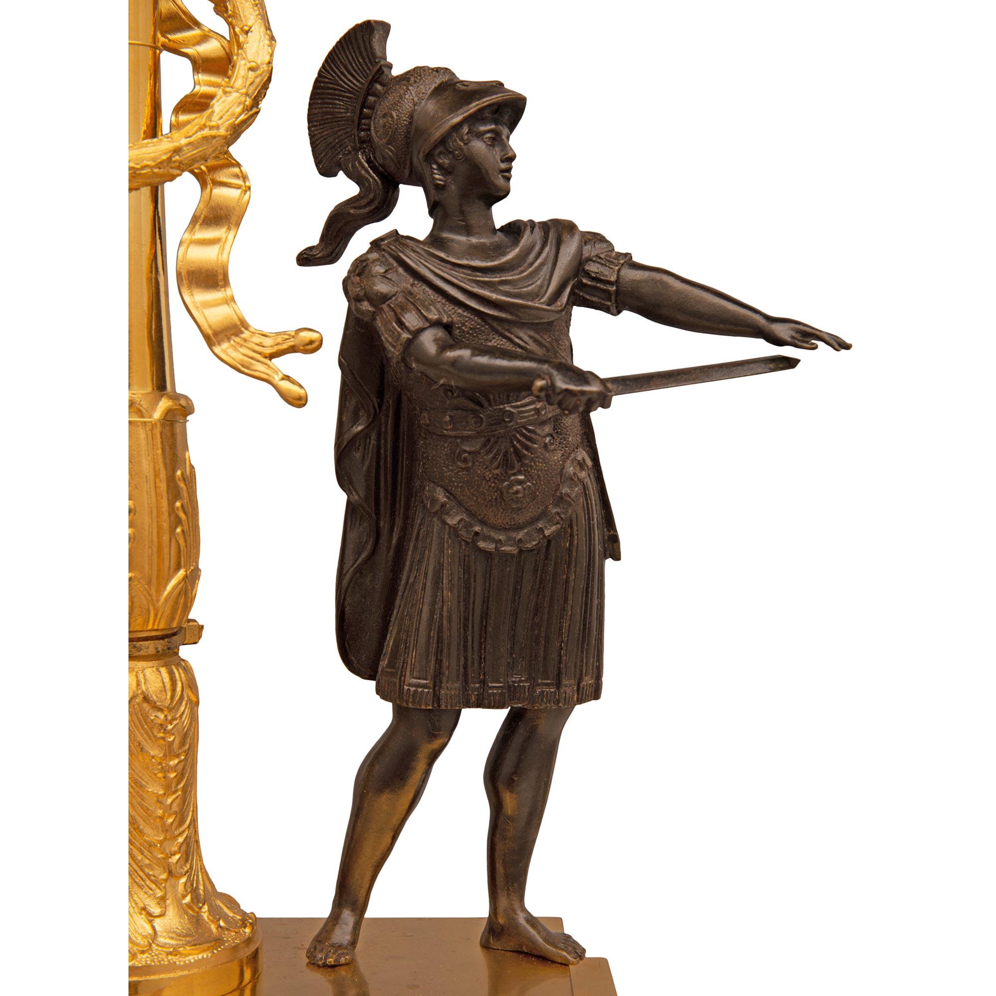 Pair of French 19th Century Neoclassical St. Ormolu, Bronze and Marble Lamps For Sale 2