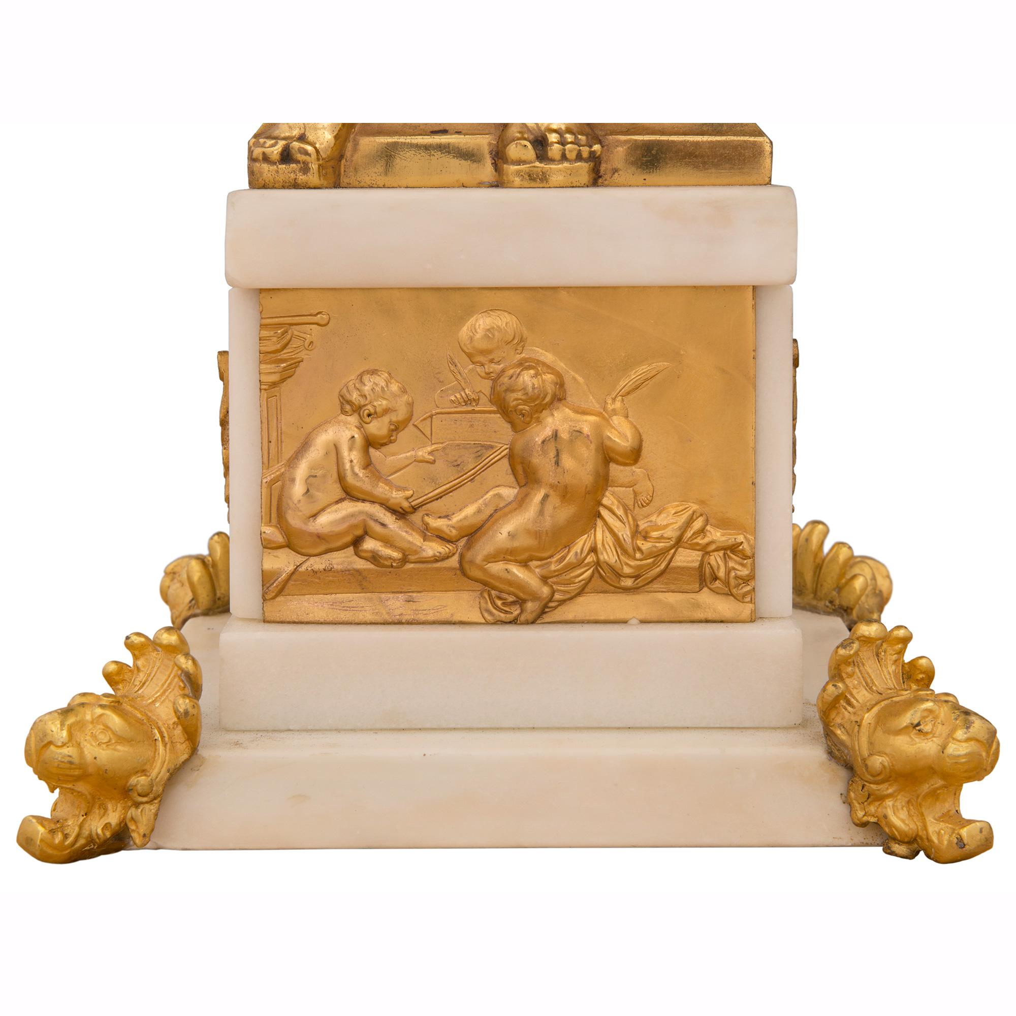 Pair of French 19th Century Neoclassical Style Marble and Ormolu Consoles For Sale 7