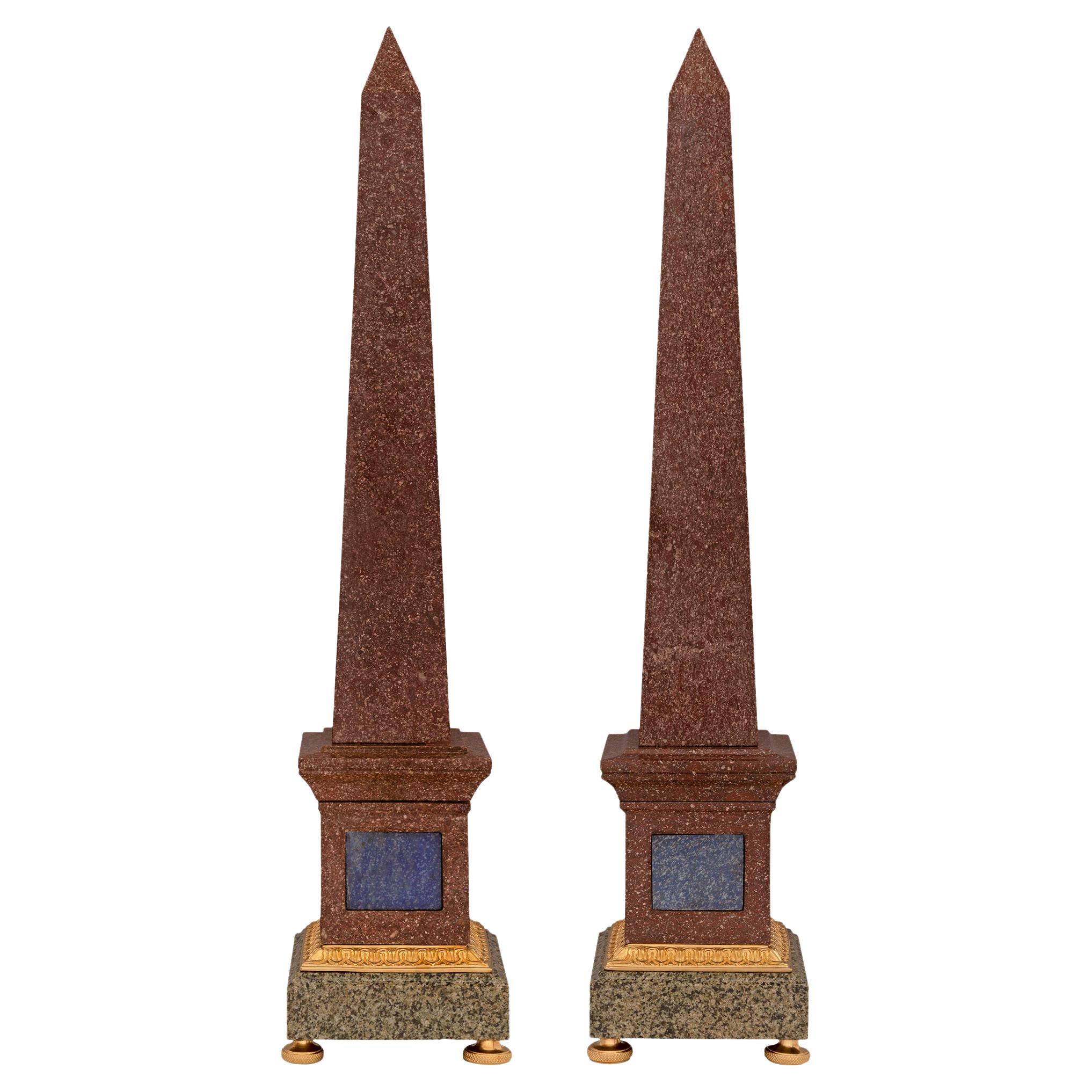 Pair of French 19th Century Neoclassical Style Obelisks For Sale