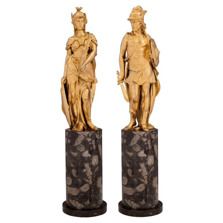Pair of French 19th Century Neoclassical Style Ormolu and Marble ...