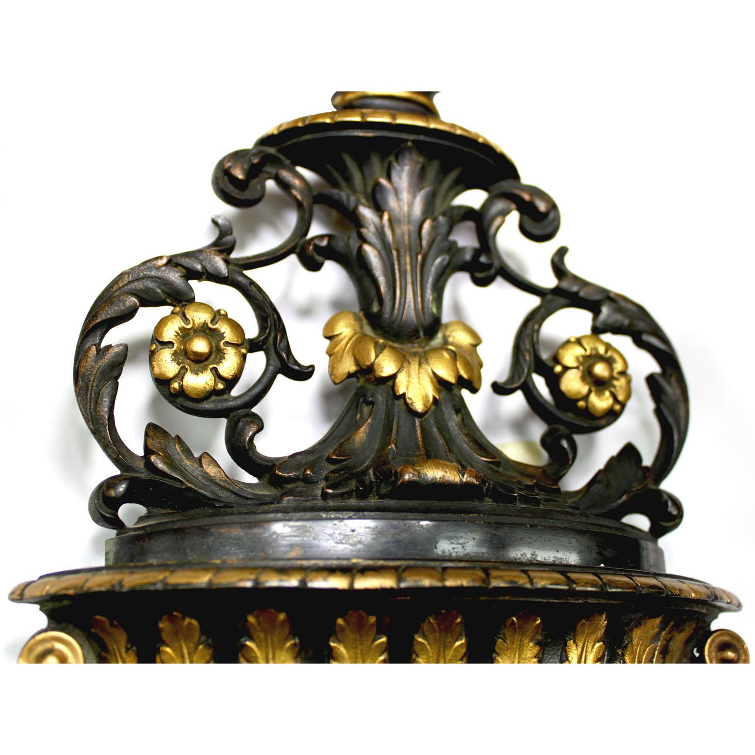 Pr. French 19th Century Empire Neoclassical Style Parcel-Gilt Bronze Wall Lights For Sale 4