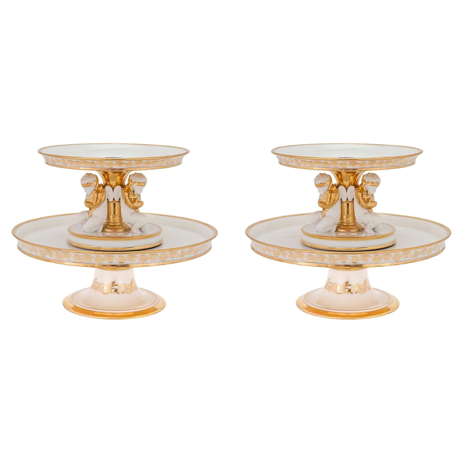 Pair of French 19th Century Neoclassical Style Two-Tiered Presenters