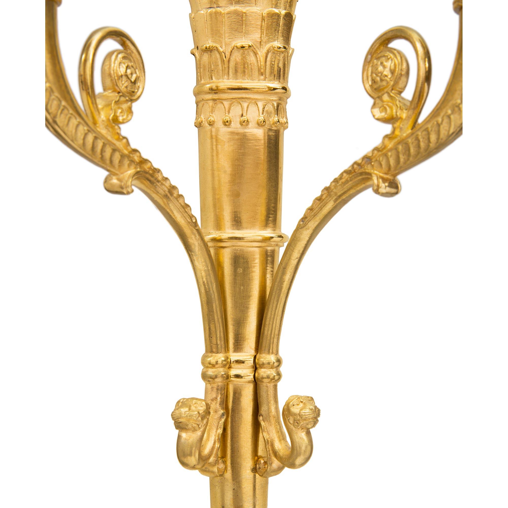 Pair of French 19th Century Neoclassical Two-Arm Ormolu Sconces 2