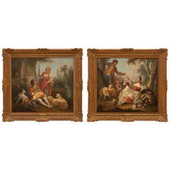 Pair of French 19th Century Oil on Canvas Paintings