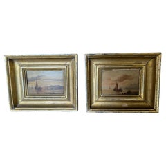 Antique Pair Of French 19th Century Oil Paintings 