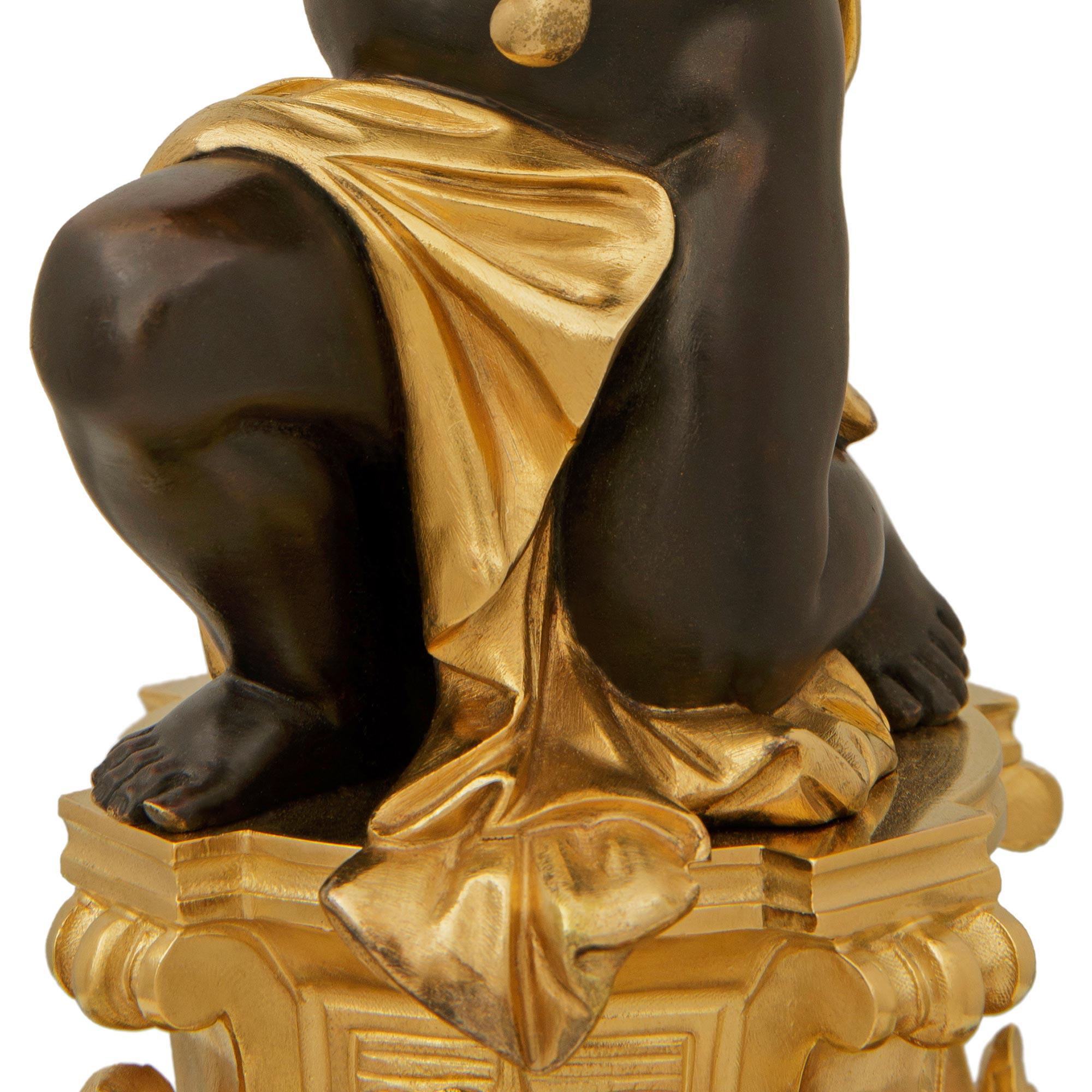 pair of French 19th century Ormolu and Bronze candlesticks, by Picard For Sale 3