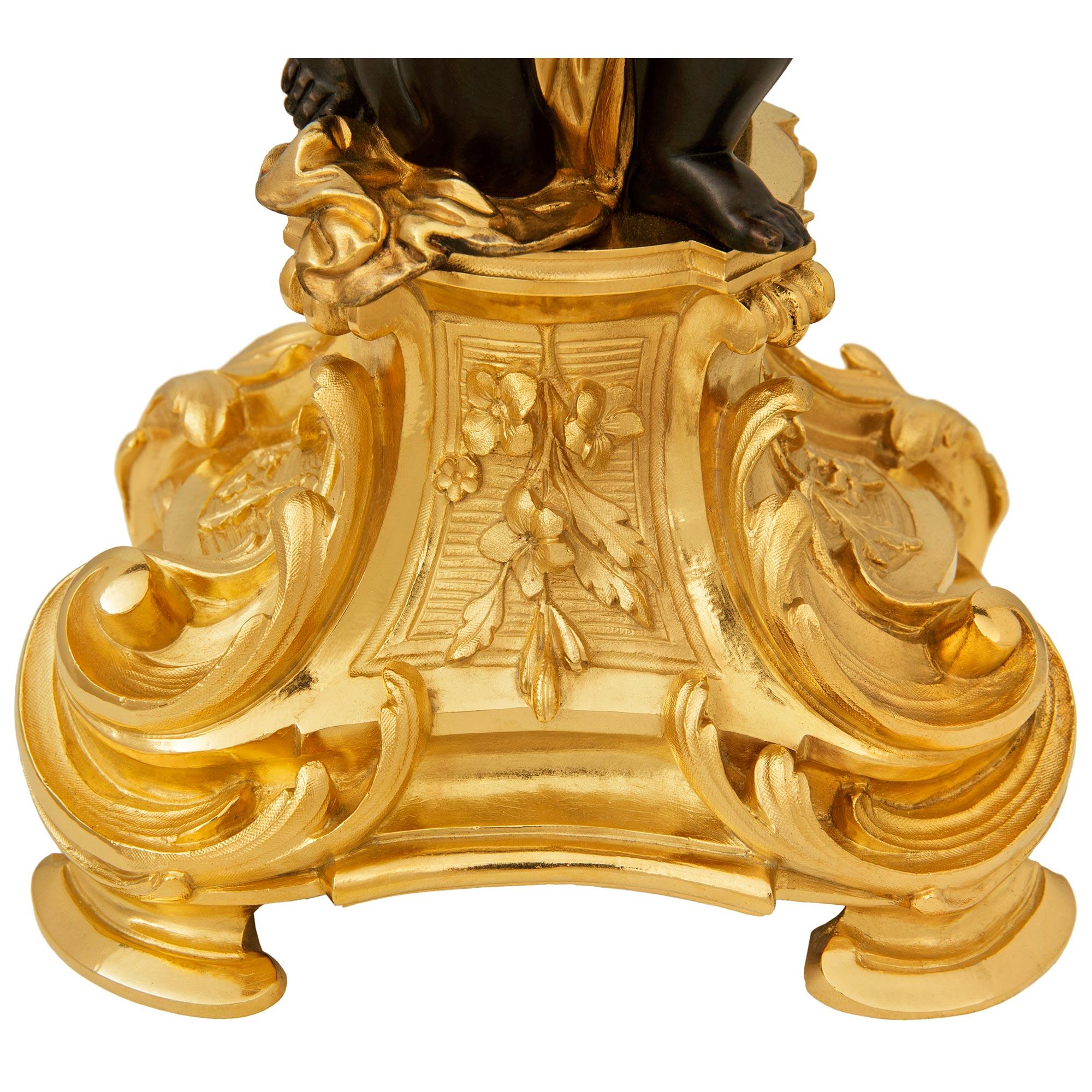 pair of French 19th century Ormolu and Bronze candlesticks, by Picard For Sale 4