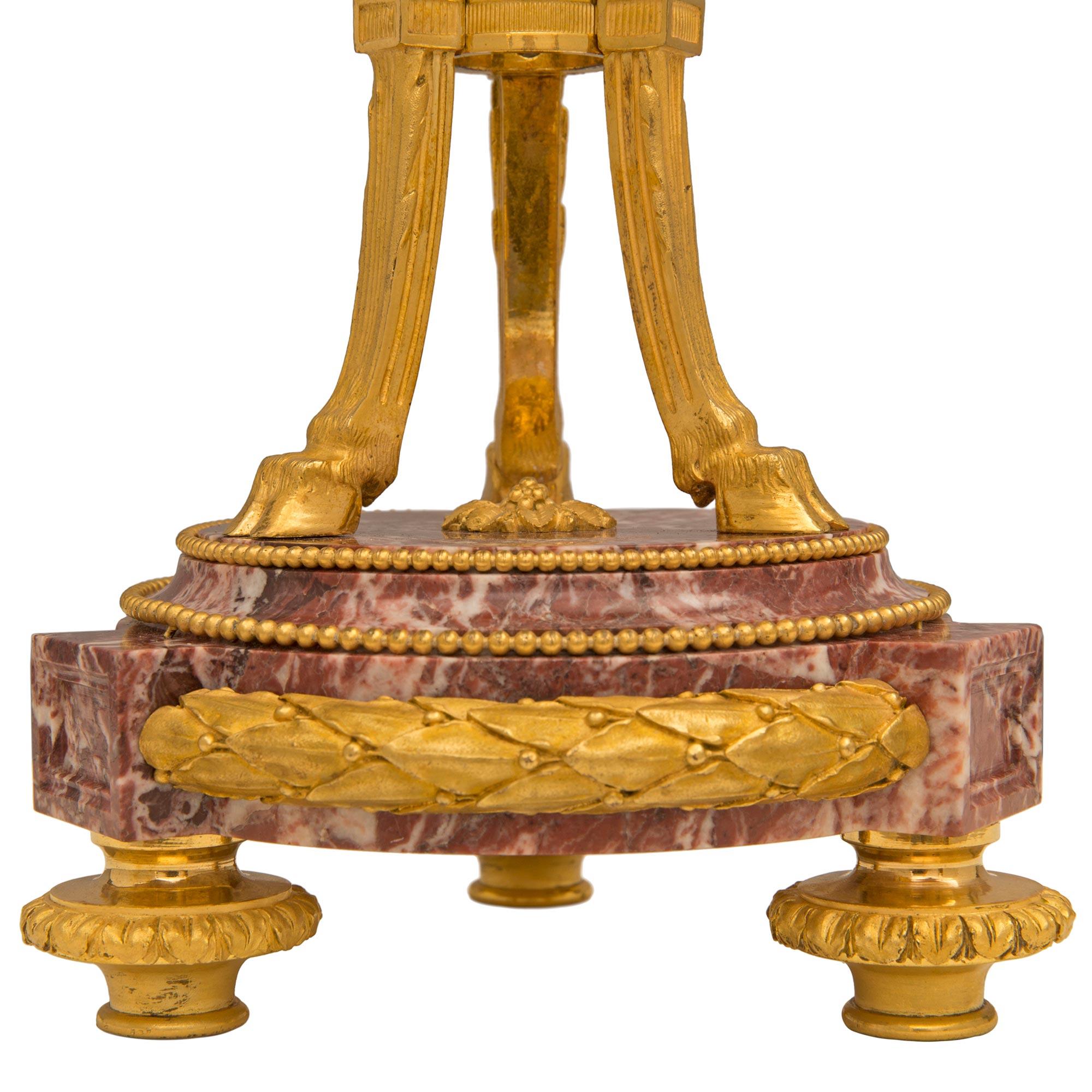 Pair of French 19th Century Ormolu and Marble Candelabras For Sale 3
