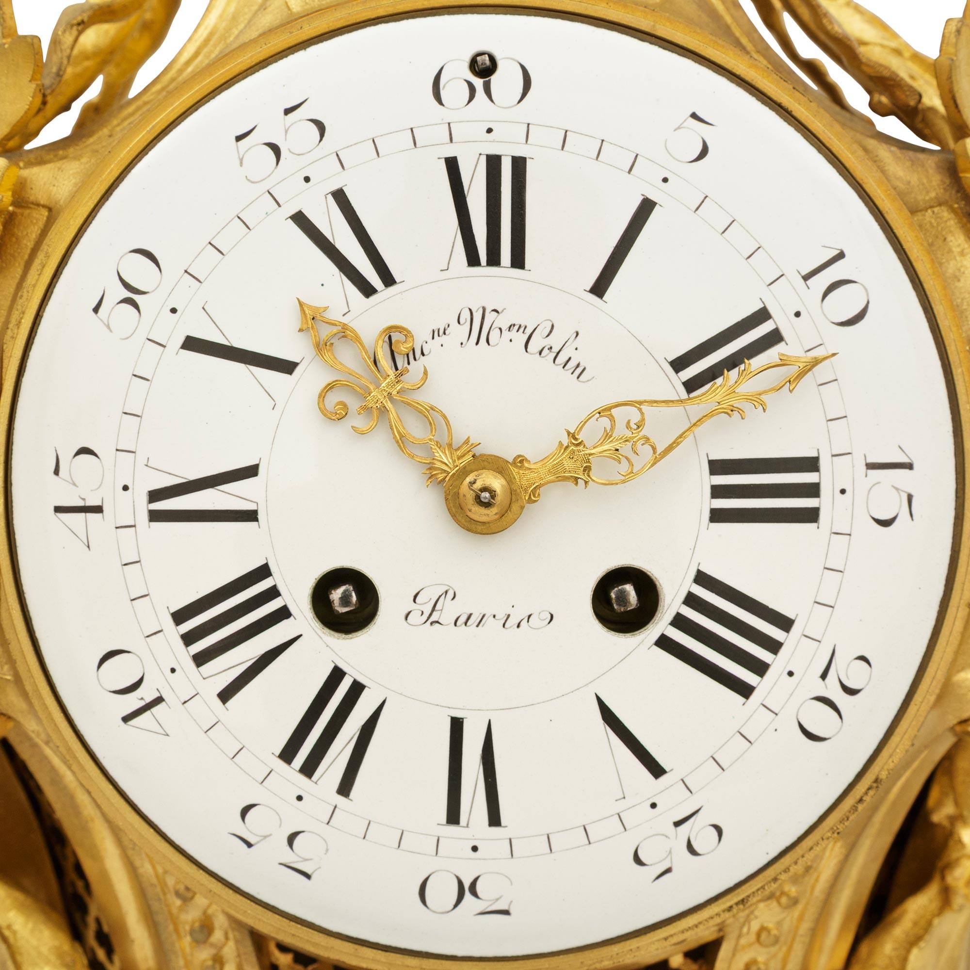 pair of French 19th century Ormolu clock and barometer, signed by Colin, Paris For Sale 1