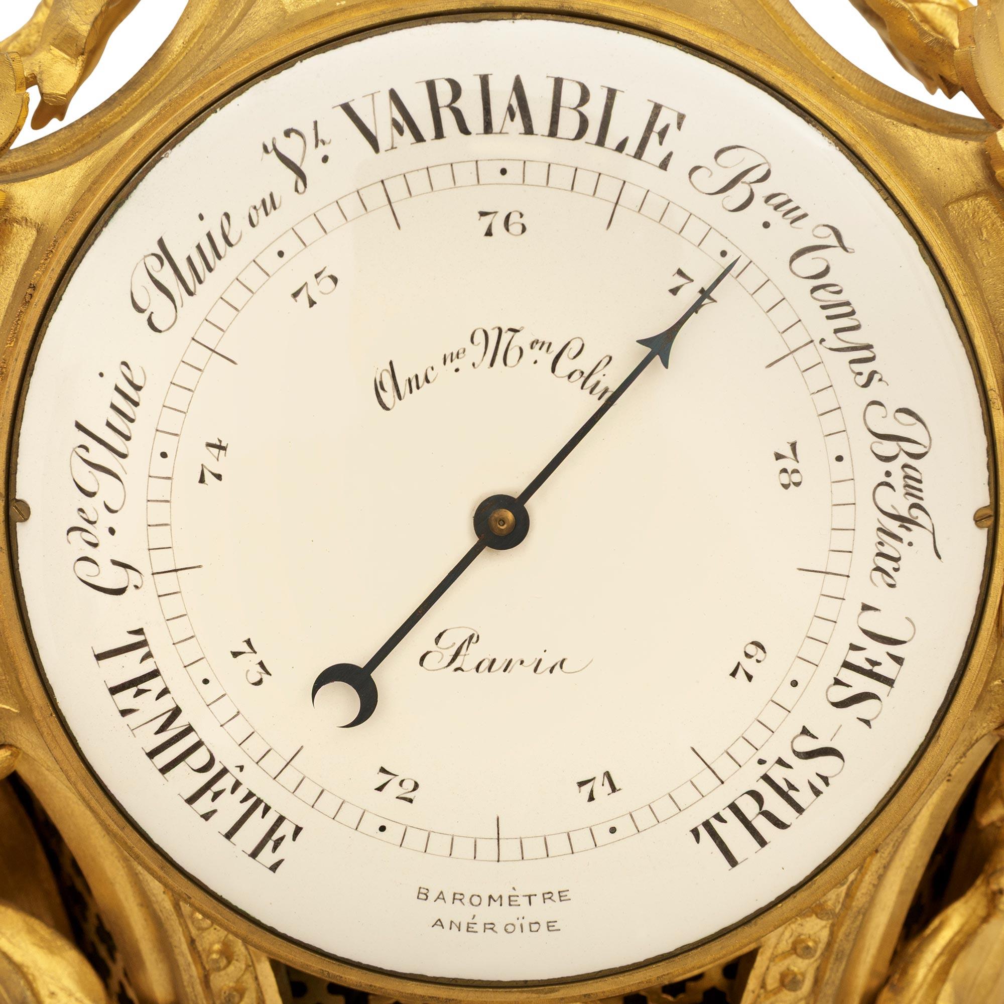 pair of French 19th century Ormolu clock and barometer, signed by Colin, Paris For Sale 2